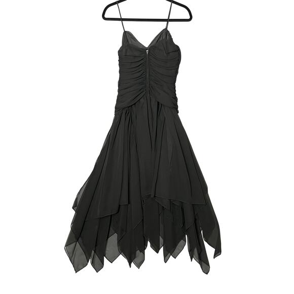90s Vintage Whimsigoth Layered Dark Fairy Midi Dress Size Medium - Picture 2 of 7
